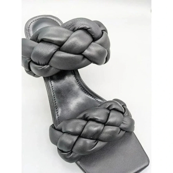 NIB Marc Fisher Hammy Braided Leather Heeled Sandals Black Size 6 M (MSRP $165) - Picture 4 of 8